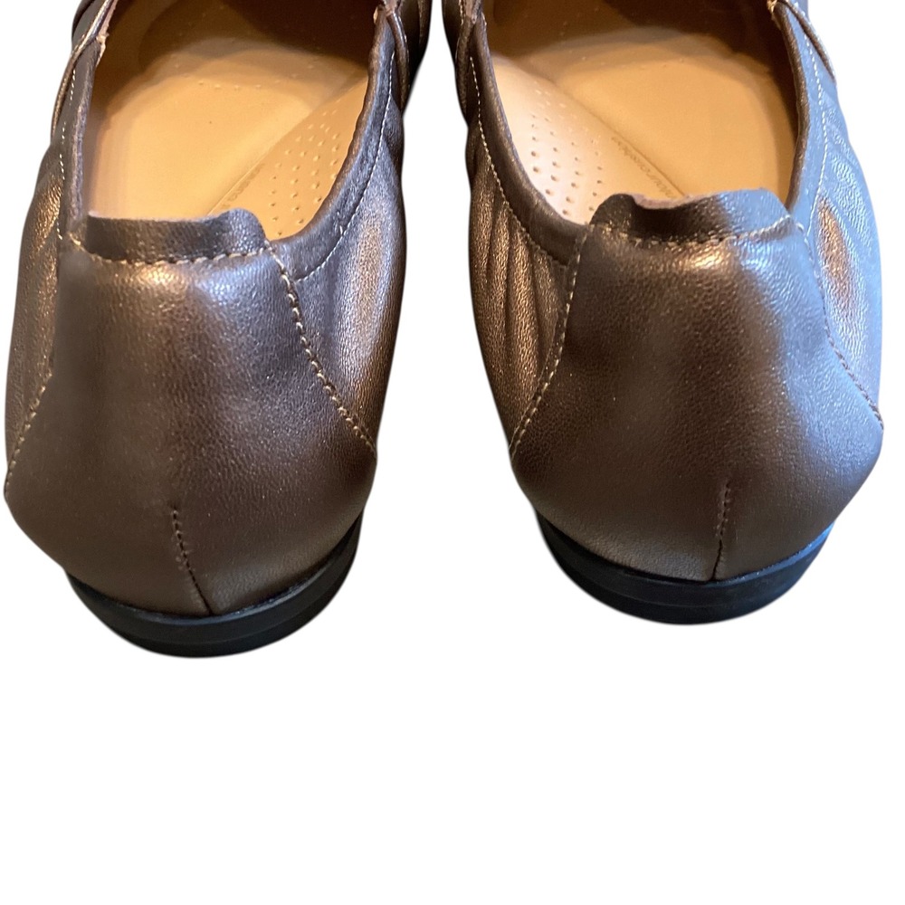 Clarks Rena Way Bronze Ballet Flats Ruched Slip On Loafers Flats Contour Cushio - Picture 7 of 9